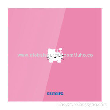 New PG 1-gang Touch Wall Light Switch, Pink Crystal Glass Panel with LED Indicator